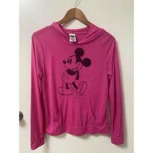 Disney Brand Mickey Mouse Lightweight Hoodie Hot Pink Juniors Size M 7 9 Adult S